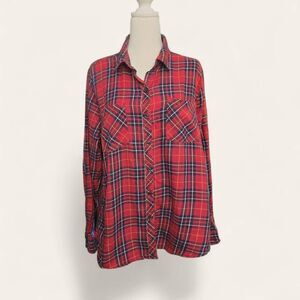 Confess Women's Size XL Red/Black Plaid Button Up Shirt